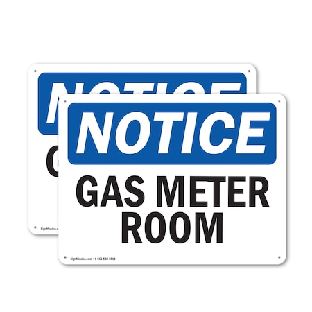 Signmission Gas Meter Room, 14 in W x Rectangle, Aluminum OS-2PACK-NS-A-1014-L-13012